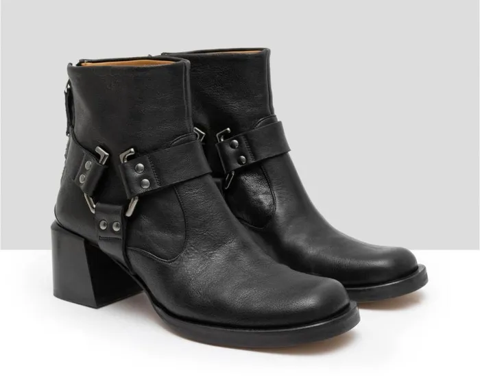 Audley Shoes Mid Heel Leather Booties Giselle Black Women Medium Heel