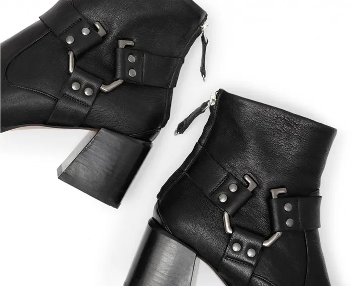 Audley Shoes Mid Heel Leather Booties Giselle Black Women Medium Heel