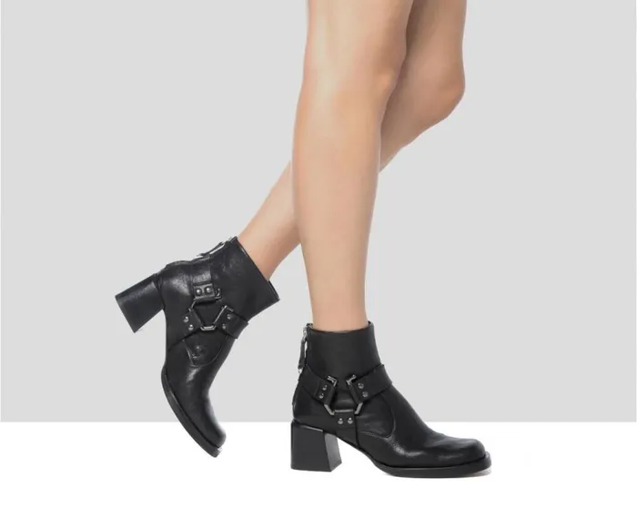 Audley Shoes Mid Heel Leather Booties Giselle Black Women Medium Heel