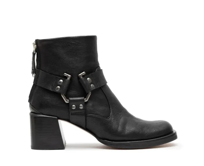 Audley Shoes Mid Heel Leather Booties Giselle Black Women Medium Heel