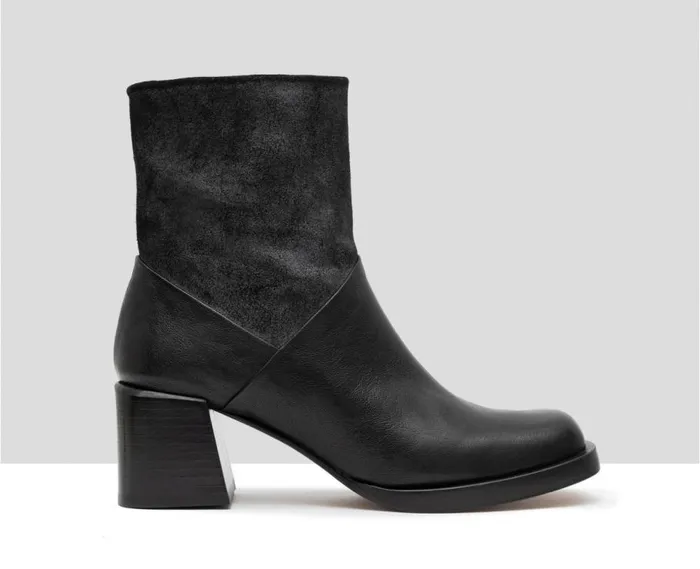 Audley Shoes Mid Heel Leather Booties Gretel Black Women Medium Heel