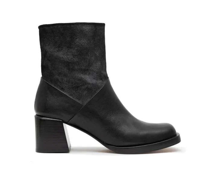 Audley Shoes Mid Heel Leather Booties Gretel Black Women Medium Heel