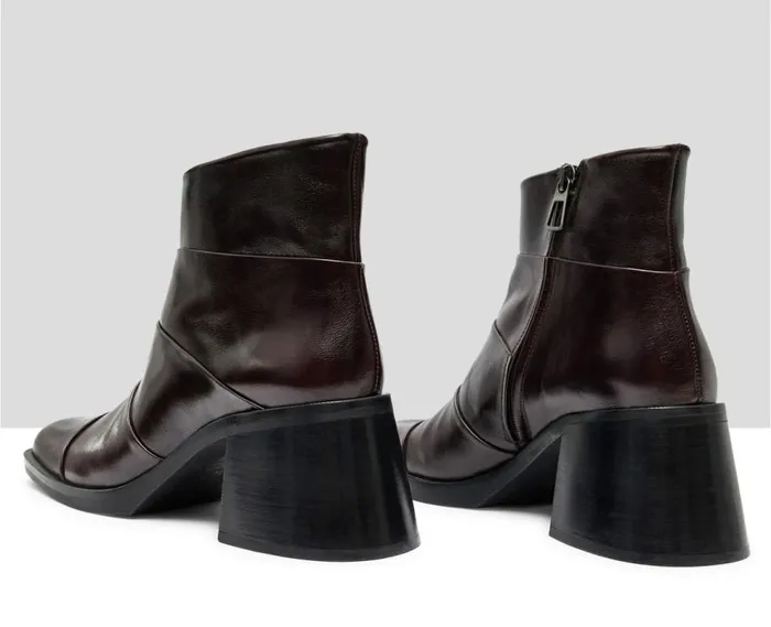 Audley Shoes Mid Heel Leather Booties Izna Burdeos Women Medium Heel