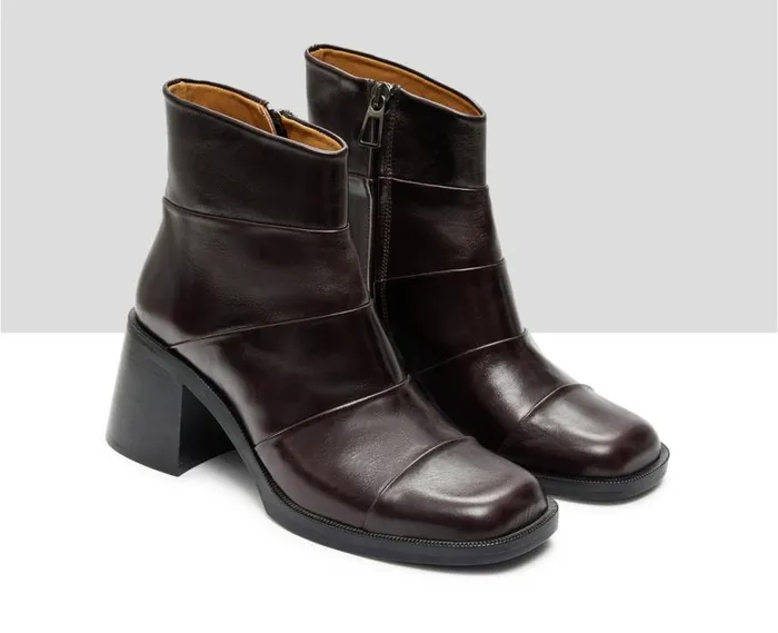 Audley Shoes Mid Heel Leather Booties Izna Burdeos Women Medium Heel