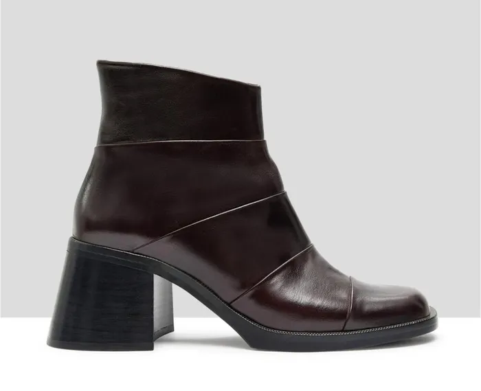 Audley Shoes Mid Heel Leather Booties Izna Burdeos Women Medium Heel
