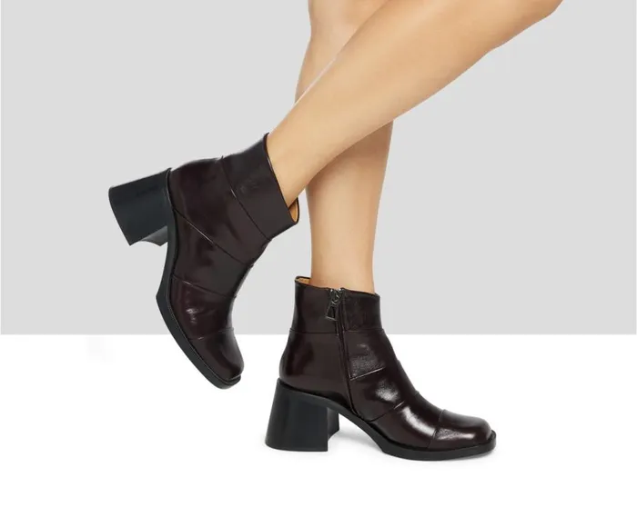 Audley Shoes Mid Heel Leather Booties Izna Burdeos Women Medium Heel