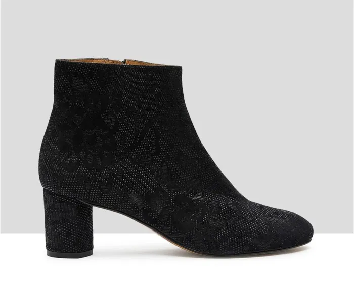 Audley Shoes Mid Heel Leather Booties Kasie Black Women Medium Heel