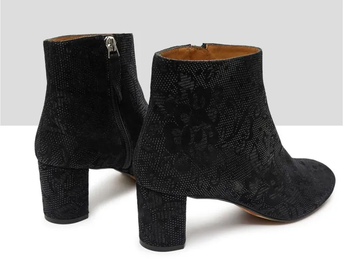 Audley Shoes Mid Heel Leather Booties Kasie Black Women Medium Heel