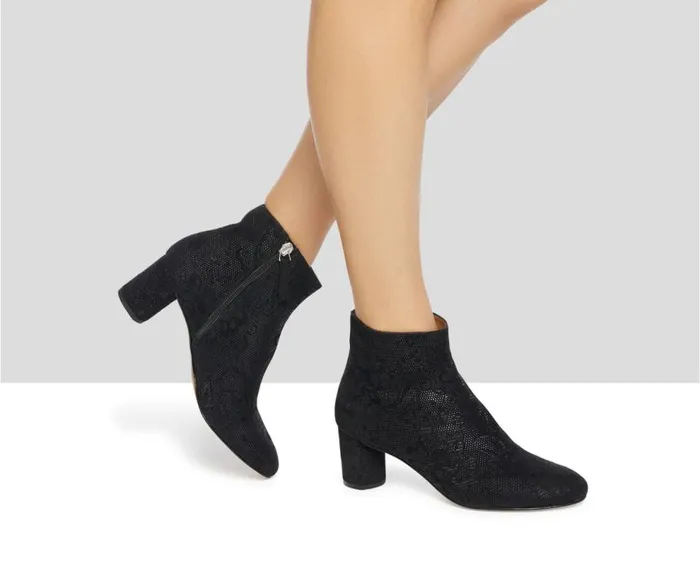Audley Shoes Mid Heel Leather Booties Kasie Black Women Medium Heel