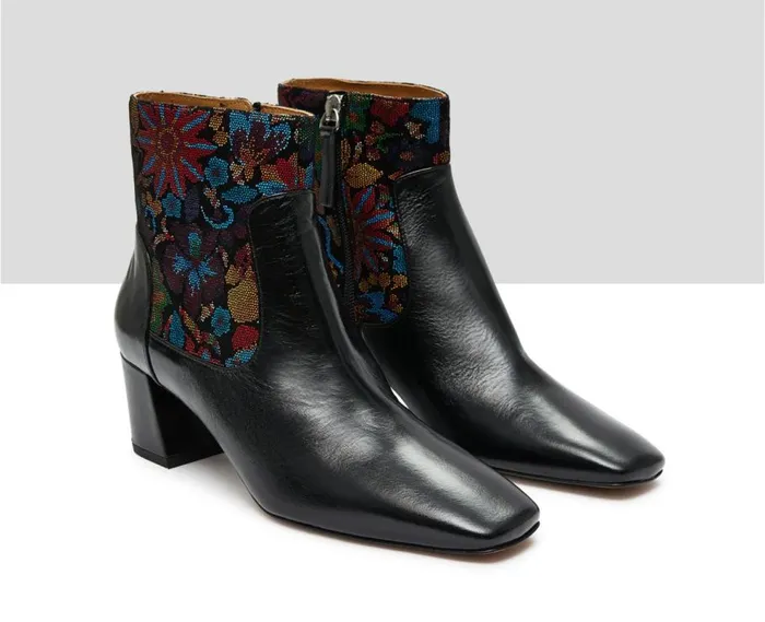Audley Shoes Mid Heel Leather Booties Kenza Black Women Medium Heel