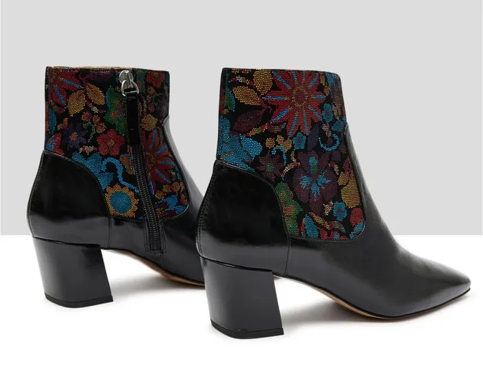 Audley Shoes Mid Heel Leather Booties Kenza Black Women Medium Heel