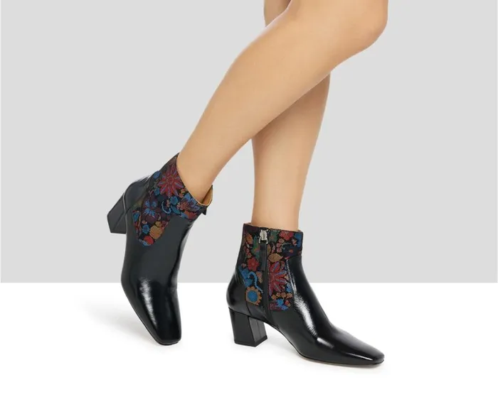 Audley Shoes Mid Heel Leather Booties Kenza Black Women Medium Heel