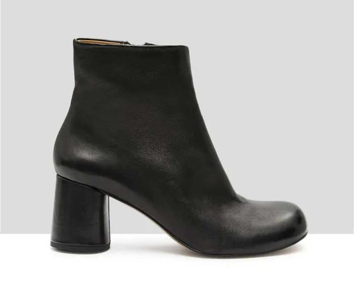 Audley Shoes Mid Heel Leather Booties Kina Black Women Medium Heel