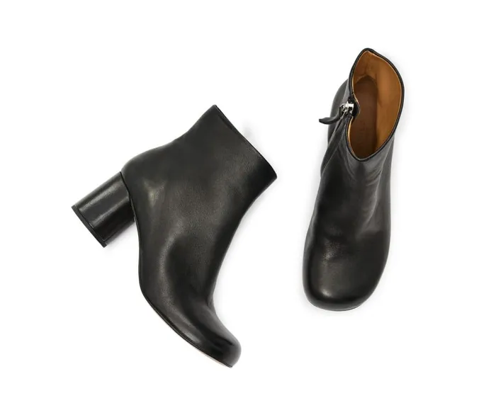 Audley Shoes Mid Heel Leather Booties Kina Black Women Medium Heel