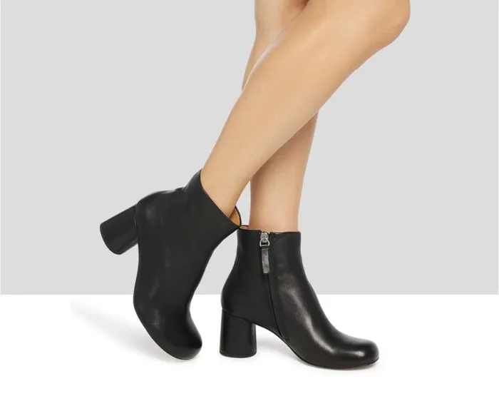 Audley Shoes Mid Heel Leather Booties Kina Black Women Medium Heel