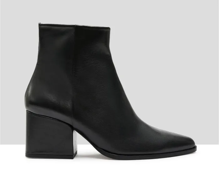 Audley Shoes Mid Heel Leather Booties Kiona Black Women Medium Heel