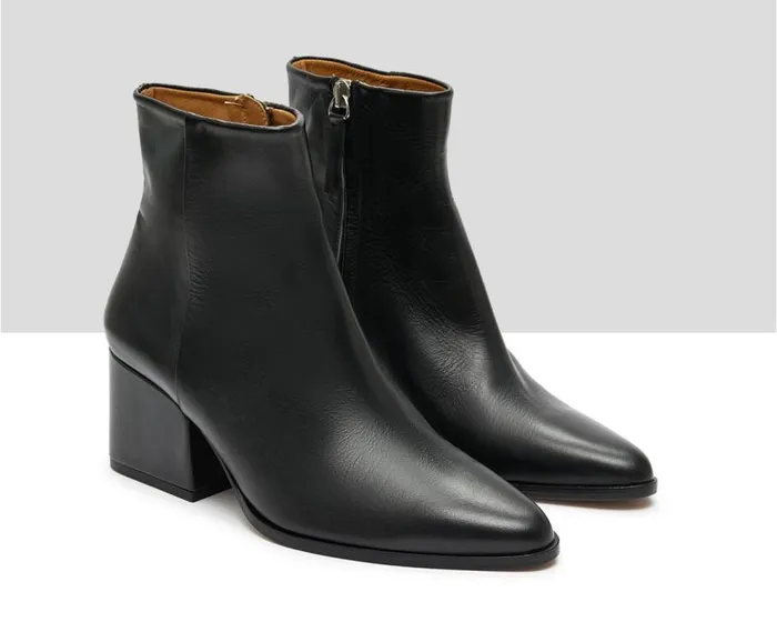 Audley Shoes Mid Heel Leather Booties Kiona Black Women Medium Heel