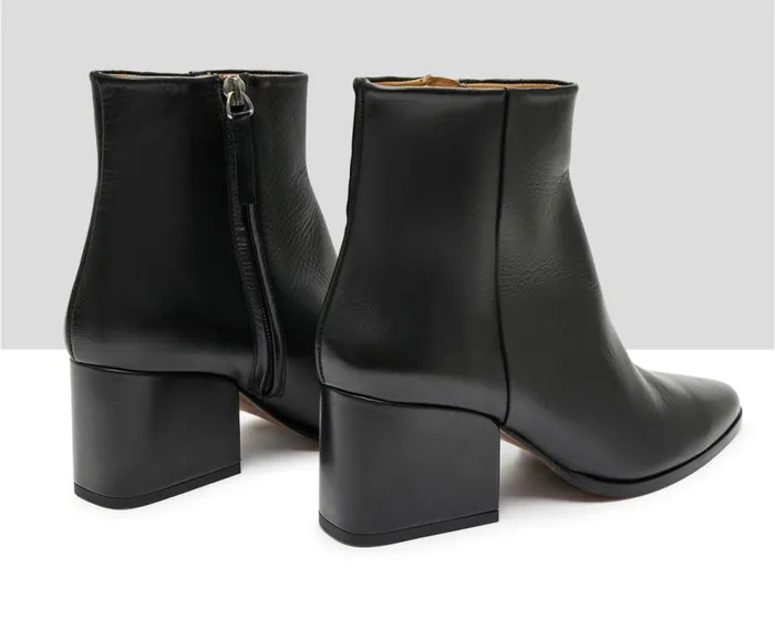 Audley Shoes Mid Heel Leather Booties Kiona Black Women Medium Heel