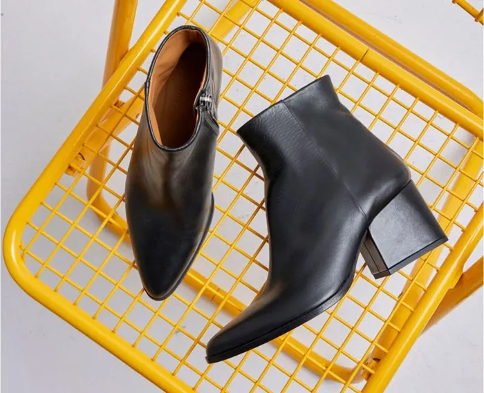 Audley Shoes Mid Heel Leather Booties Kiona Black Women Medium Heel