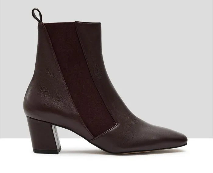Audley Shoes Mid Heel Leather Booties Kyria Burdeos Women Low Heel