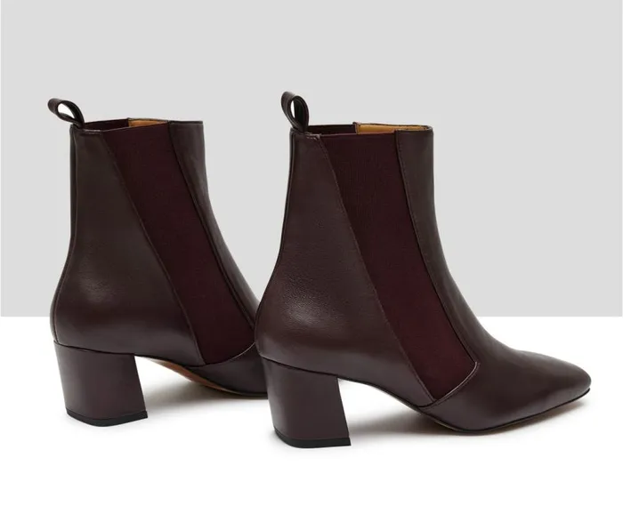 Audley Shoes Mid Heel Leather Booties Kyria Burdeos Women Low Heel