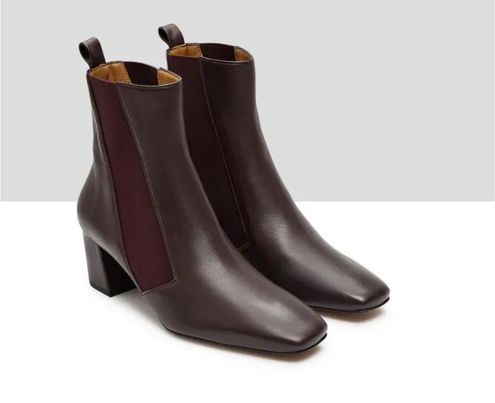 Audley Shoes Mid Heel Leather Booties Kyria Burdeos Women Low Heel