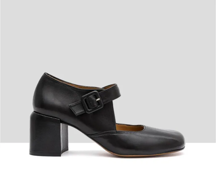 Audley Shoes Mid Heel Leather Shoe Iana Black Women Medium Heel