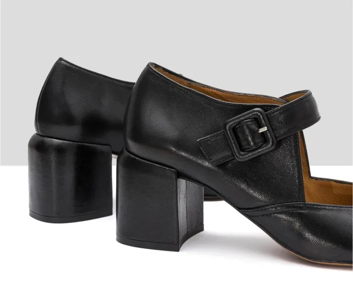 Audley Shoes Mid Heel Leather Shoe Iana Black Women Medium Heel