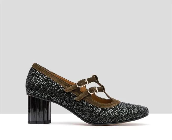 Audley Shoes Mid Heel Leather Shoe Idalia Green Women Medium Heel