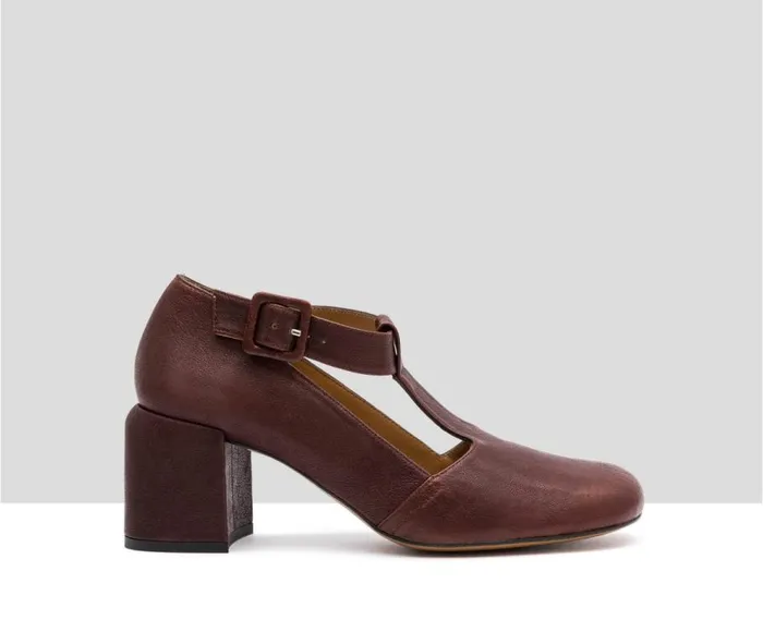 Audley Shoes Mid Heel Leather Shoe Imelda Burdeos Women Medium Heel