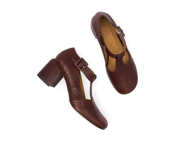 Audley Shoes Mid Heel Leather Shoe Imelda Burdeos Women Medium Heel