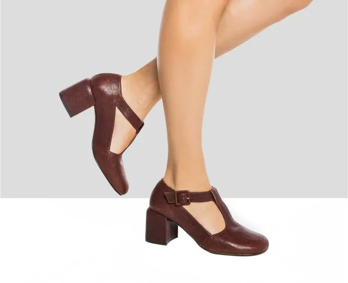 Audley Shoes Mid Heel Leather Shoe Imelda Burdeos Women Medium Heel