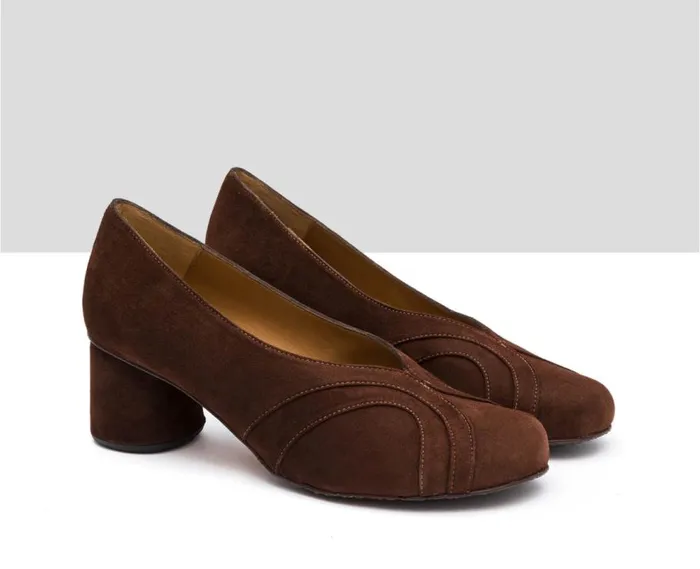 Audley Shoes Mid Heel Leather Shoe Irsia Brown Women Medium Heel
