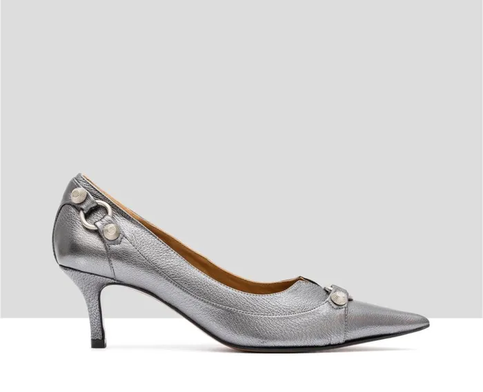 Audley Shoes Mid Heel Leather Shoe Isha Grey Women Medium Heel