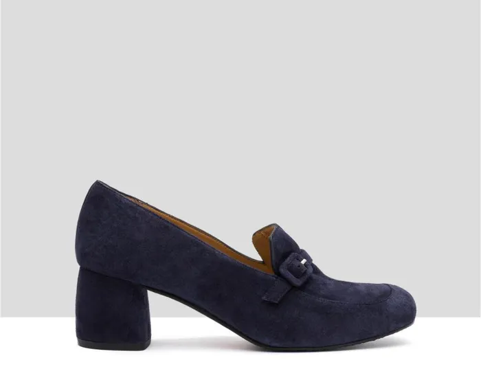 Audley Shoes Mid Heel Leather Shoe Ivory Blue Women Medium Heel