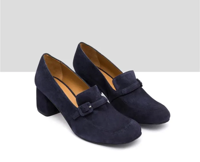 Audley Shoes Mid Heel Leather Shoe Ivory Blue Women Medium Heel