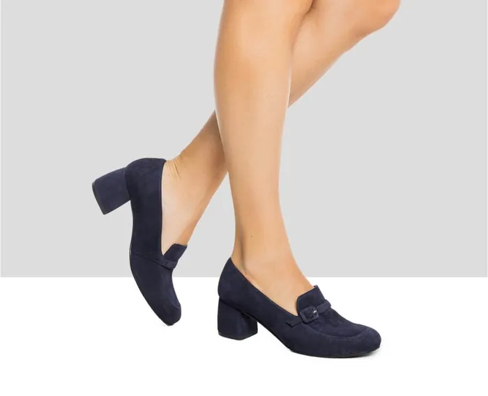 Audley Shoes Mid Heel Leather Shoe Ivory Blue Women Medium Heel