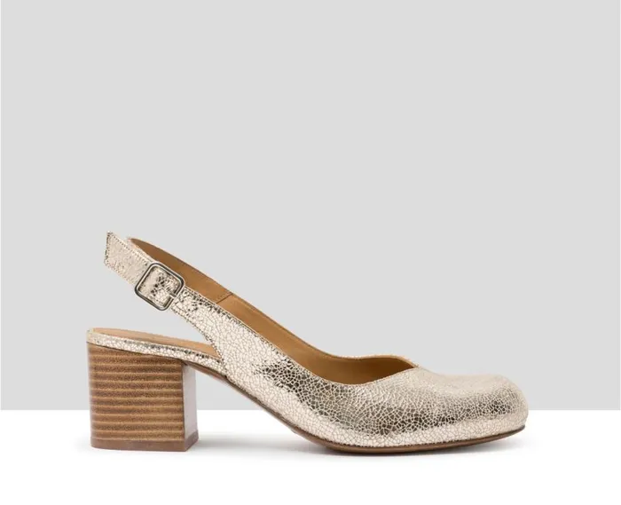 Audley Shoes Mid Heel Leather Shoe Jadia Metallic Women Medium Heel