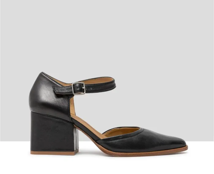 Audley Shoes Mid Heel Leather Shoe Janina Black Women Medium Heel