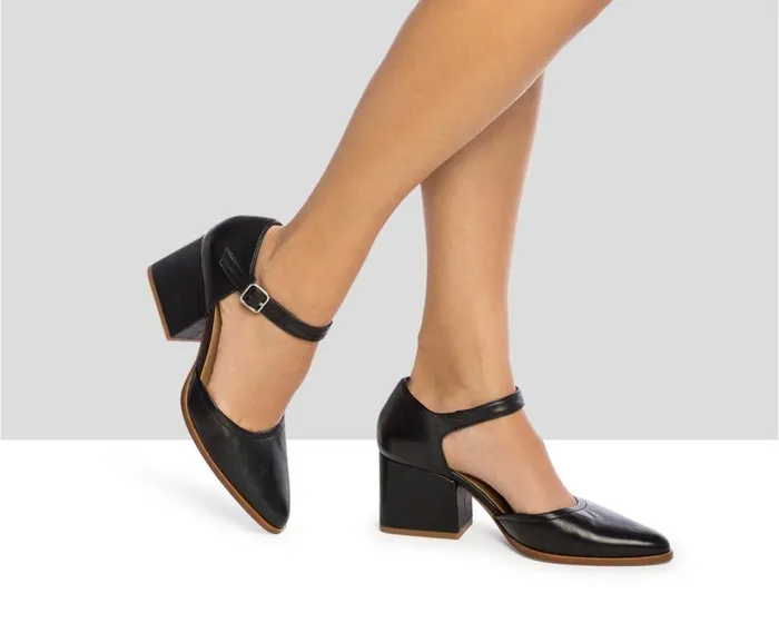 Audley Shoes Mid Heel Leather Shoe Janina Black Women Medium Heel