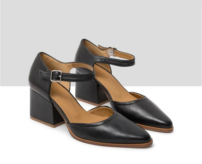 Audley Shoes Mid Heel Leather Shoe Janina Black Women Medium Heel