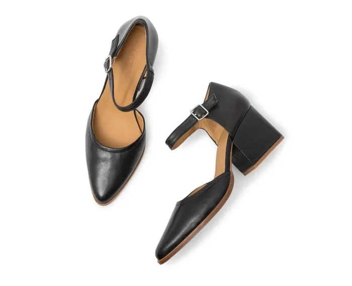 Audley Shoes Mid Heel Leather Shoe Janina Black Women Medium Heel