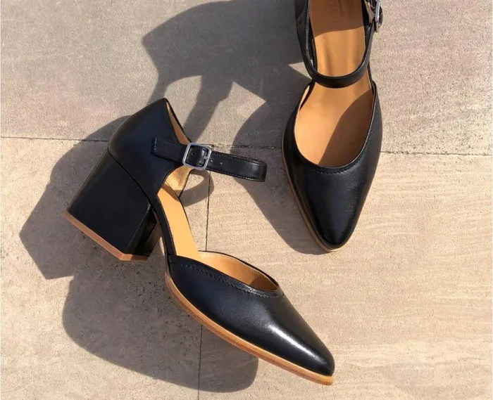 Audley Shoes Mid Heel Leather Shoe Janina Black Women Medium Heel