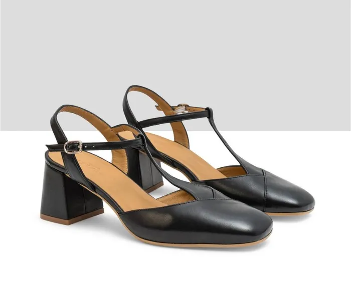 Audley Shoes Mid Heel Leather Shoe Juliet Black Women Medium Heel