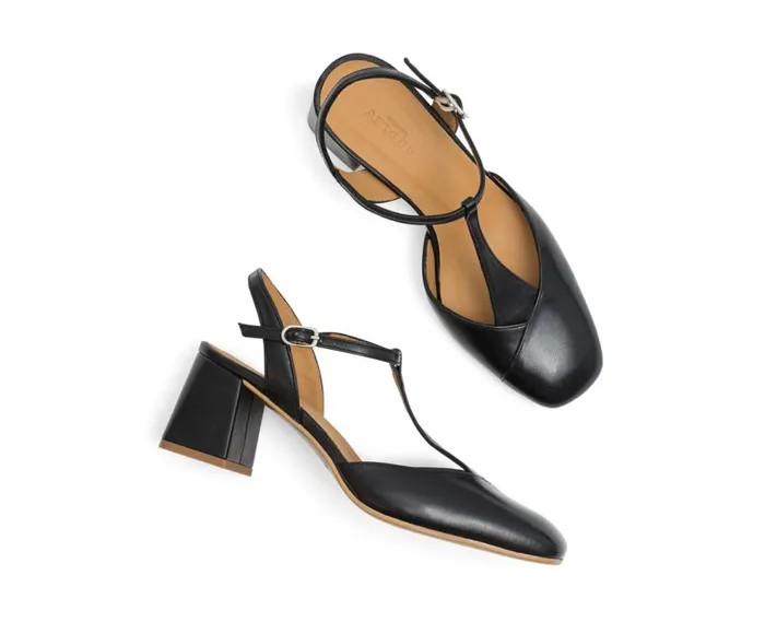 Audley Shoes Mid Heel Leather Shoe Juliet Black Women Medium Heel