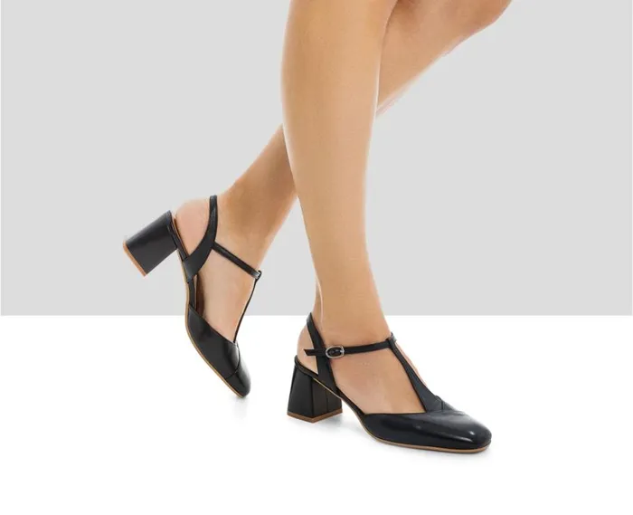 Audley Shoes Mid Heel Leather Shoe Juliet Black Women Medium Heel