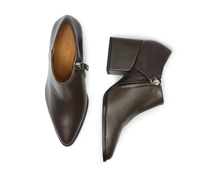 Audley Shoes Mid Heel Leather Shoe Katja Brown Women Medium Heel