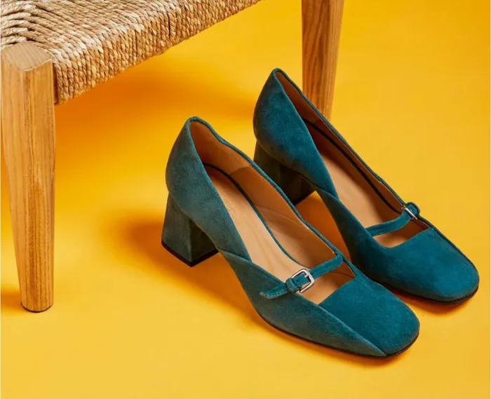 Audley Shoes Mid Heel Leather Shoe Kiana Blue Women Medium Heel