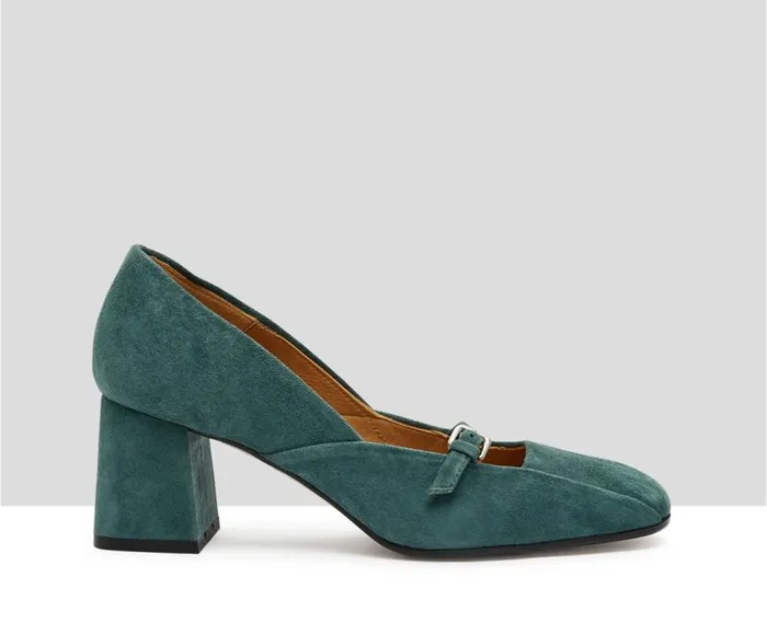 Audley Shoes Mid Heel Leather Shoe Kiana Blue Women Medium Heel
