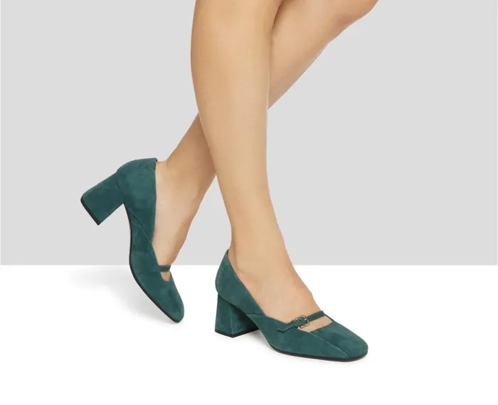 Audley Shoes Mid Heel Leather Shoe Kiana Blue Women Medium Heel